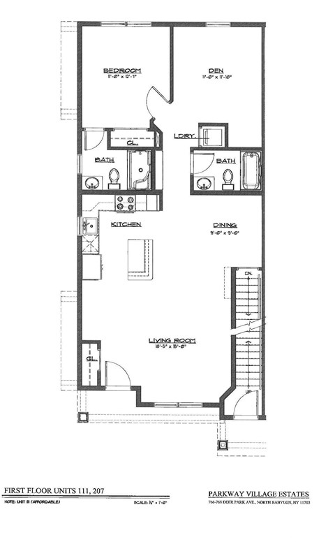 Floor plan for 2 beds, 2 baths